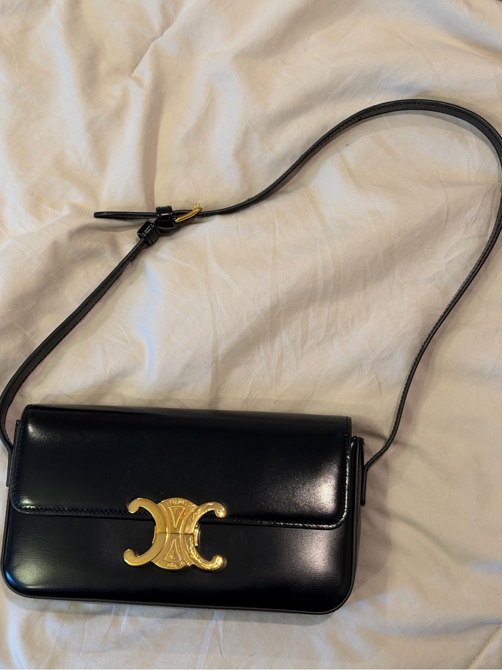 Authentic Celine triomphe black shoulder bag